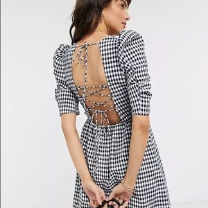 Topshop dress gingham puff sleeve